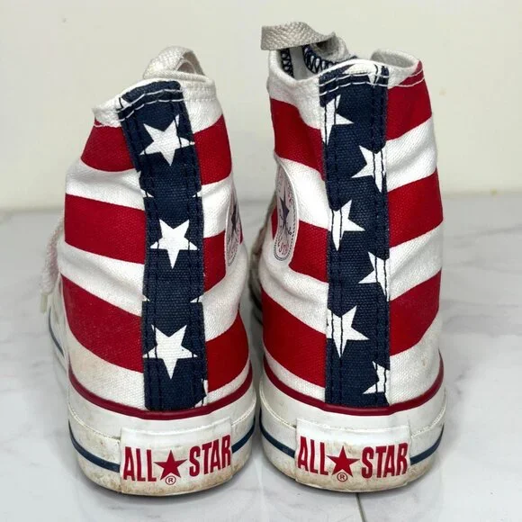 Vintage Converse Chuck Taylor All Star American Flag High Tops Sneakers M 3 W 5 - Picture 6 of 10
